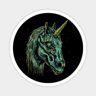 Vintage Zombie Unicorn Head Illustration - Macabre Fantasy Art Magnet